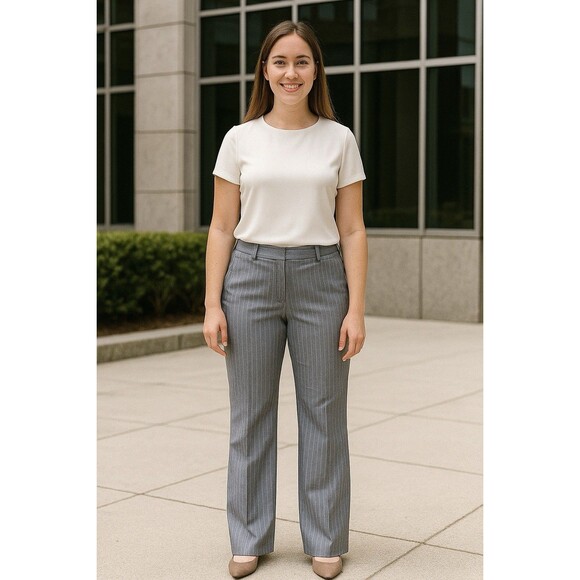 Banana Republic Pants - Banana Republic Women’s Dress Pants Gray Striped Size 4 Ryan‎ Fit Mid Rise